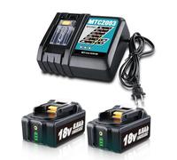 PERSEVER 2 Pack 18V 5500mAh/5.5Ah BL1860B Lithium Battery and DC18RC Charger Compatible with Makita 18V Batteries BL1850B BL1840 BL1850B-2 BL1845 BL1830 BL1820 BL1815 LXT-400 with LED Charge Indicator