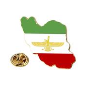 Persia Iran Flag Pin Bulk Stainless Stell Old Persian Iranian Lion Sun and Crown Lapel Brooch Heritage Jewelry Clothes Accessories Souvenir Series Badge Gifts (D-Iranian Faravagh gold)