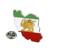 Persia Iran Flag Pin Bulk Stainless Stell Old Persian Iranian Lion Sun and Crown Lapel Brooch Heritage Jewelry Clothes Accessories Souvenir Series Badge Gifts (H-Iranian Lion & Crown Flag silver)