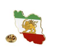 Persia Iran Flag Pin Bulk Stainless Stell Old Persian Iranian Lion Sun and Crown Lapel Brooch Heritage Jewelry Clothes Accessories Souvenir Series Badge Gifts (H-Iranian Lion & Crown Flag gold)