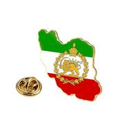 Persia Iran Flag Pin Bulk Stainless Stell Old Persian Iranian Lion Sun and Crown Lapel Brooch Heritage Jewelry Clothes Accessories Souvenir Series Badge Gifts (E-Lion of Iran & flag gold)