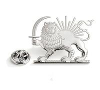 Persia Iran Flag Pin Bulk Stainless Stell Old Persian Iranian Lion Sun and Crown Lapel Brooch Heritage Jewelry Clothes Accessories Souvenir Series Badge Gifts (B- Lion & Sun silver)