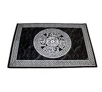 PERSIA, MODERN BLACK & WHITE ORIENTAL FLORAL CENTRED AREA RUG WITH A STYLISH BORDER, HEAT SET POLYPROPYLENE (50 x 80 cm)