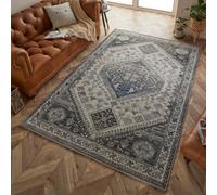 Persian Bordered Easy To Clean Blue Geometric Traditional Rug For Dining Room-160Cm X 235Cm