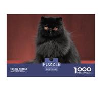 Persian Cat 1000 Pieces Fun Puzzle Orange Fluffy Cat Lies on Dark Floor Challenging Jigsaws Gift Idea for Adults 14-99 Years 70x50cm/1000pcs