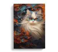 Persian Cat Abstract Art No.2 Canvas Print | Gallery Wrapped 30mm Frame Wall Art | 30x20 inches | Ready to Hang | Abstract Animals Picture | Living Room Bedroom Lounge Office