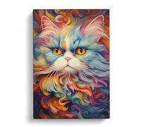 Persian Cat Abstract Art No.3 Canvas Print | Gallery Wrapped 30mm Frame Wall Art | 30x20 inches | Ready to Hang | Abstract Animals Picture | Living Room Bedroom Lounge Office