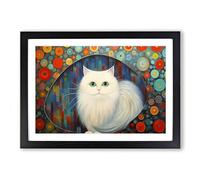 Persian Cat Abstract No.2 Framed Print | A2 Black Framed Wall Art | Ready to Hang | Abstract Animal Picture | Living Room Bedroom Lounge Office