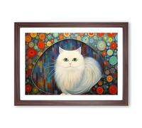 Persian Cat Abstract No.2 Framed Print | A2 Walnut Framed Wall Art | Ready to Hang | Abstract Animal Picture | Living Room Bedroom Lounge Office