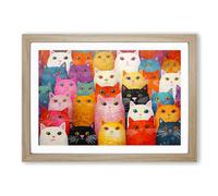 Persian Cat Abstract No.3 Framed Print | A2 Oak Framed Wall Art | Ready to Hang | Abstract Animal Picture | Living Room Bedroom Lounge Office