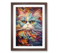 Persian Cat Abstract No.3 Framed Print | A2 Walnut Framed Wall Art | Ready to Hang | Abstract Animal Picture | Living Room Bedroom Lounge Office