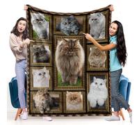 Persian Cat Blanket Gifts for Women Men, Cozy Fuzzy Soft Throw Blanket for Couch Bed Travel Lightweight Plush Flannel Fleece Blankets and Throws for Sofa Chair Camping Car, Throw Size 50" x 60"