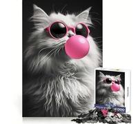 Persian Cat Bubblegum 1000 Piece Jigsaw Puzzles for Adults Teenagers Recall Boost Calm Escape Smooth Cut Heartfelt Gift (38x26cm)