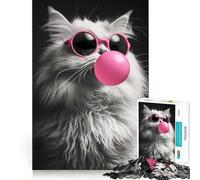 Persian Cat Bubblegum 1000 Piece Jigsaw Puzzles for Adults Teenagers Recall Boost Calm Escape Smooth Cut Heartfelt Gift (38x26cm)