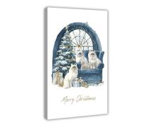 Persian Cat Christmas Canvas Poster Wall Art Decor Print Picture Paintings for Living Room Bedroom Decoration 08x12inch(20x30cm)