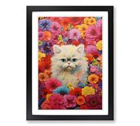 Persian Cat Colour Field Framed Print | A2 Black Framed Wall Art | Ready to Hang | Modern Animal Picture | Living Room Bedroom Lounge Office