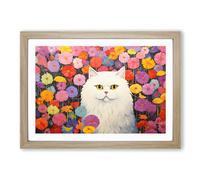 Persian Cat Colour Field Framed Wall Art Print A2 Oak