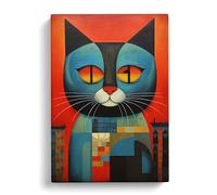 Persian Cat Constructivism Canvas Print | Gallery Wrapped 30mm Frame Wall Art | 30x20 inches | Ready to Hang | Modern Animals Picture | Living Room Bedroom Lounge Office