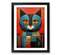 Persian Cat Constructivism Framed Print | A2 Black Framed Wall Art | Ready to Hang | Modern Animal Picture | Living Room Bedroom Lounge Office
