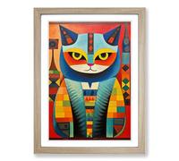 Persian Cat Constructivism Framed Wall Art Print A2 Oak