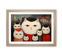 Persian Cat Dadaism Framed Print | A2 Oak Framed Wall Art | Ready to Hang | Modern Animal Picture | Living Room Bedroom Lounge Office