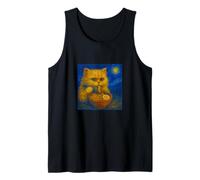 Persian Cat Eating Ramen Vincent Van Goghs Style Starry Tank Top