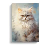 Persian Cat Gestural Art Canvas Wall Art Print 30x20 Inch