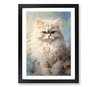 Persian Cat Gestural No.3 Framed Print | A2 Black Framed Wall Art | Ready to Hang | Eclectic Animal Picture | Living Room Bedroom Lounge Office