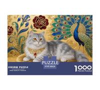 Persian Cat Gold Foil Garden Wooden Jigsaw Puzzle Waterproof 1000 Piece Puzzles for Adults Impossible Home Decoration