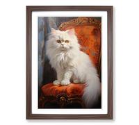 Persian Cat Hard Edge Framed Wall Art Print A2 Walnut