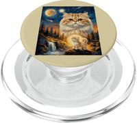 Persian Cat Howling to The Moon PopSockets PopGrip for MagSafe