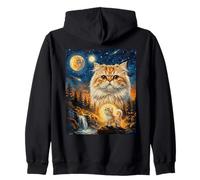 Persian Cat Howling to The Moon Zip Hoodie