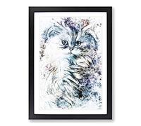 Persian Cat in Abstract Framed Print | A2 Black Framed Wall Art | Ready to Hang | Abstract Animal Picture | Living Room Bedroom Lounge Office