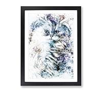 Persian Cat In Abstract Modern Framed Print | A3 Black Framed Wall Art | Ready to Hang | Abstract Animal Picture | Living Room Bedroom Lounge Office