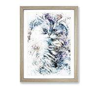 Persian Cat In Abstract Modern Framed Print | A3 Oak Framed Wall Art | Ready to Hang | Abstract Animal Picture | Living Room Bedroom Lounge Office