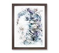 Persian Cat In Abstract Modern Framed Print | A4 Walnut Framed Wall Art | Ready to Hang | Abstract Animal Picture | Living Room Bedroom Lounge Office