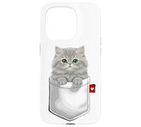 Persian Cat In Pocket Peeking Cute Kitten Cat Case for iPhone 15 Pro