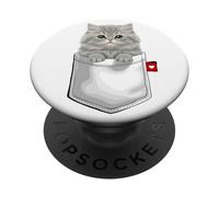 Persian Cat In Pocket Peeking Cute Kitten Cat PopSockets Adhesive PopGrip