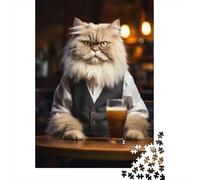 Persian Cat in The Pub 1000 Piece Puzzle for Adults And Couples, 38x26cm/1000pcs