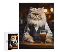 Persian Cat in The Pub Jigsaw Puzzle, 500 PCS, Relaxing Activity for Adults, A Creative Way to Unwind after A Busy Day, at Home
