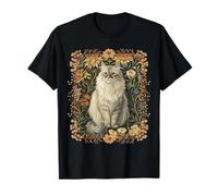 Persian Cat in Vintage Garden William Morris Style T-Shirt