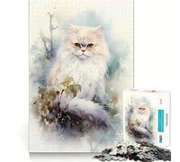 Persian Cat in Watercolor 1000 Piece Jigsaw Puzzle for Adults Smart Reason Toy Home Enjoy Sharp Edge Santa Wish Item (50x75cm)
