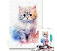 Persian Cat in Watercolor 1000 Piece Jigsaw Puzzles for Adults Improve Memory Anxiety Relief Sharp Edge Wall Art Decor (38x52cm)