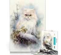Persian Cat in Watercolor 1000 Piece Jigsaw Puzzles for Teenagers Jigsaw Think Game Calm Mind Quality Edge (38x26cm)