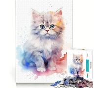 Persian Cat in Watercolor Jigsaw Puzzles for Adults 1000 Pieces Clear Logic Toy Quiet Hobby Perfect Cut Stylish Gift (50x75cm)