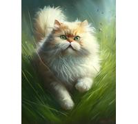 Persian Cat is Frolicking On The Grass Jigsaw Puzzle Suitable for All Groups of People Creative Fun Jigsaw Traditional Puzzles Perfect for Family Nights Game_500pcs