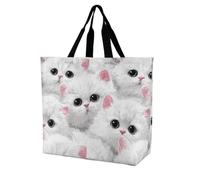 Persian Cat Kittens Big Eyes Grocery Bag Shoulder Shopping Tote Bags