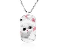 Persian Cat Kittens Big Eyes Men's Pendant Necklace Chain Customizable Jewelry Dog Tag Necklaces