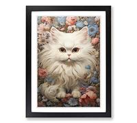 Persian Cat Neo-Plasticism No.2 Framed Wall Art Print, Ready to Hang Picture for Living Room Bedroom Home Office, Black A2 (48 x 66 cm)