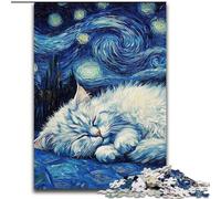 Persian Cat Night Sky Puzzles 1000 Pieces for Teenagers, Help The Brain Exercise Addictive Toys to Cultivate Patience Unique Challenge Game (26x38cm)